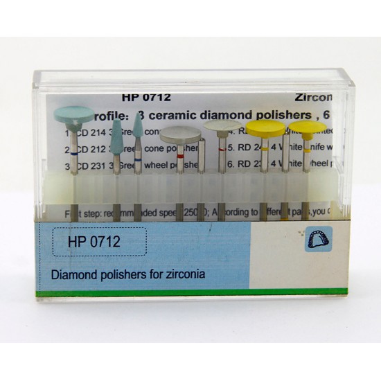 TOBOOM HP0712 Dental Diamond Polisher For Zirconia Finishing & Polishing Kit