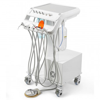 B033 Portable Mobile Dental Delivery Trolley Cart Unit with Compressor, Scaler & Curing Light