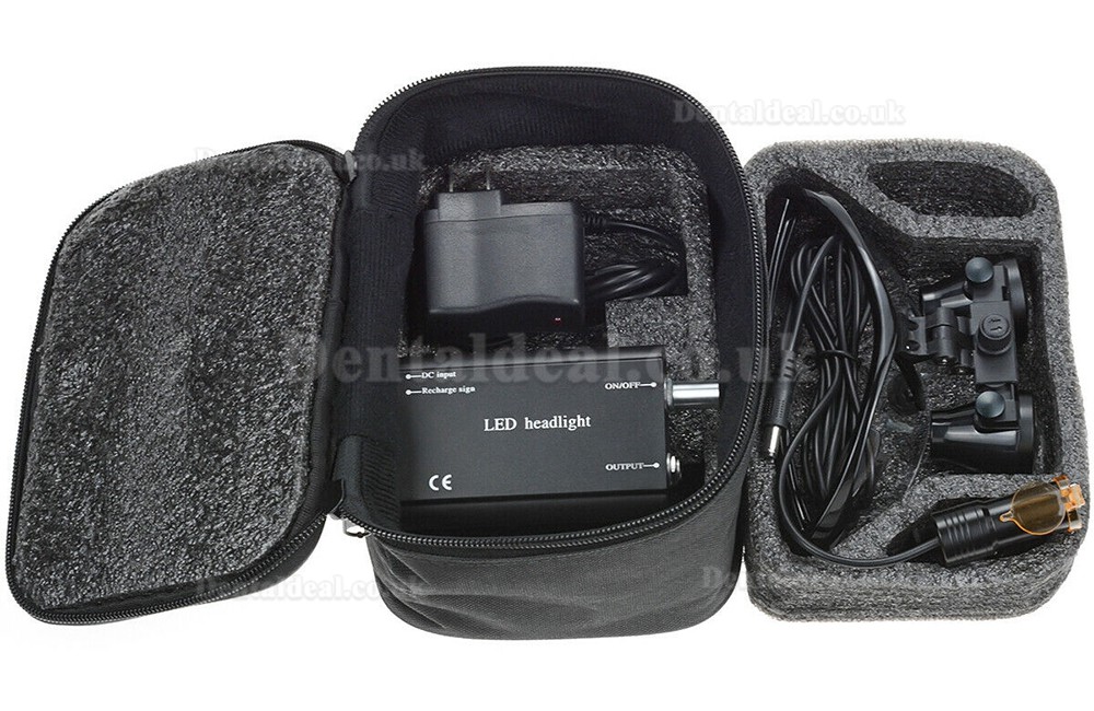 Dental 5W LED Head Light w/ Filter & Belt Clip + 3.5X Binocular Loupes Black Dental 5W LED Head Light w/ Filter & Belt Clip + 3.5X Binocular Loupes Black