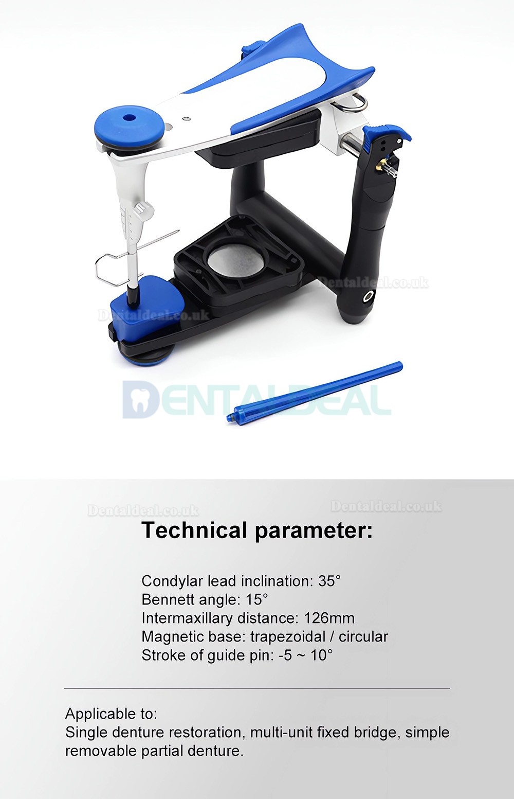 Dental Lab Articulator BN Average Value Articulator Fits Artex, Amann Girrbach Mounting Plates