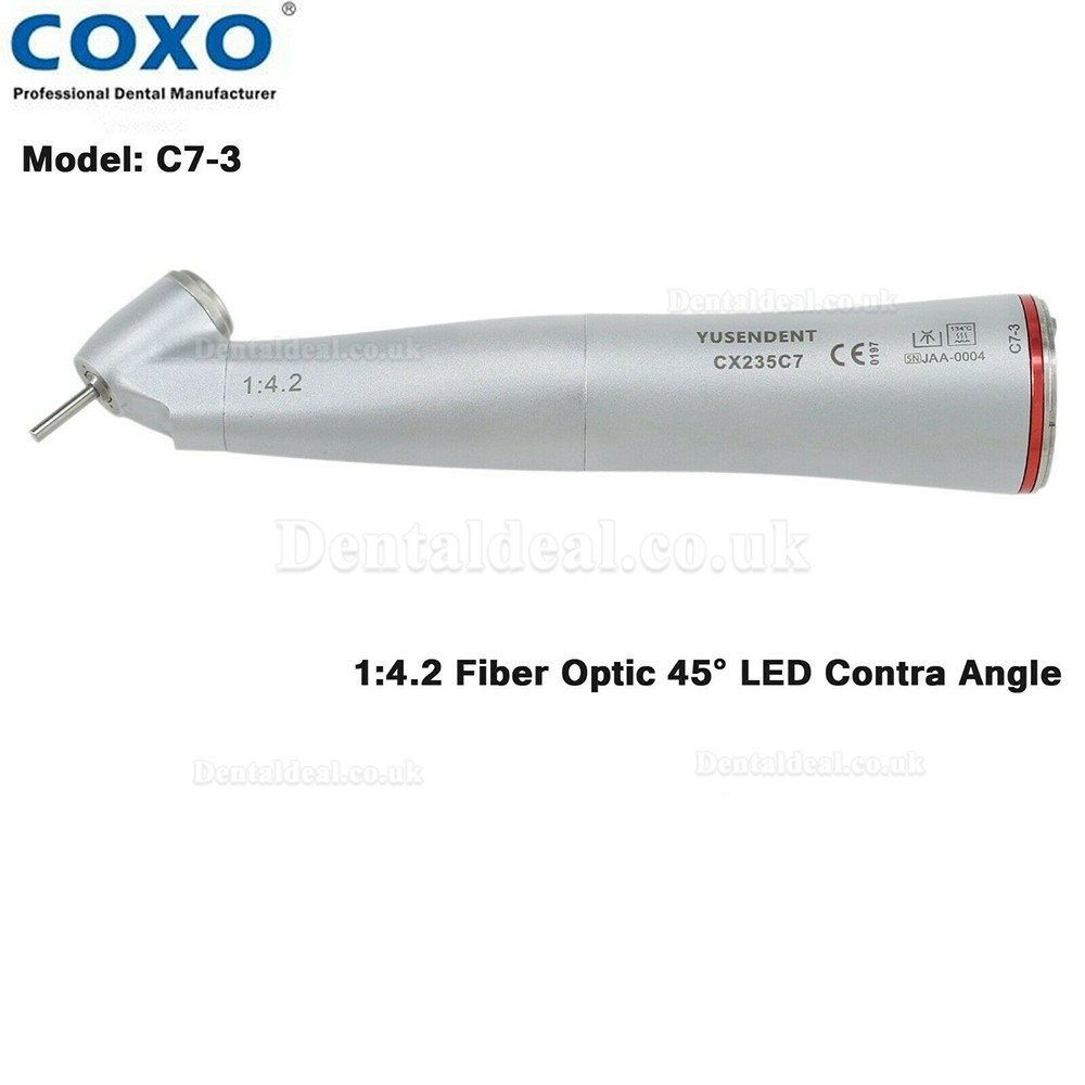 YUSENDENT COXO Dental Electric LED Micro Motor 1: 4.2 Fiber Optic 45°Contra Angle C7-3 YUSENDENT COXO Dental Electric LED Micro Motor 1: 4.2 Fiber Optic 45°Contra Angle C7-3