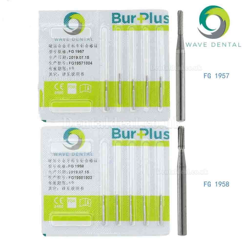 5 Packs Wave Dental Tungsten Carbide Bur Crown Metal Cutting Straight Fissure 1957 1958