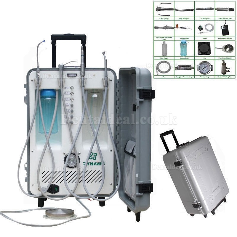 Dynamic DU892 Portable Dental Delivery Unit With Air Compressor w/ 3-way Syringe Dynamic DU892 Portable Dental Delivery Unit With Air Compressor w/ 3-way Syringe