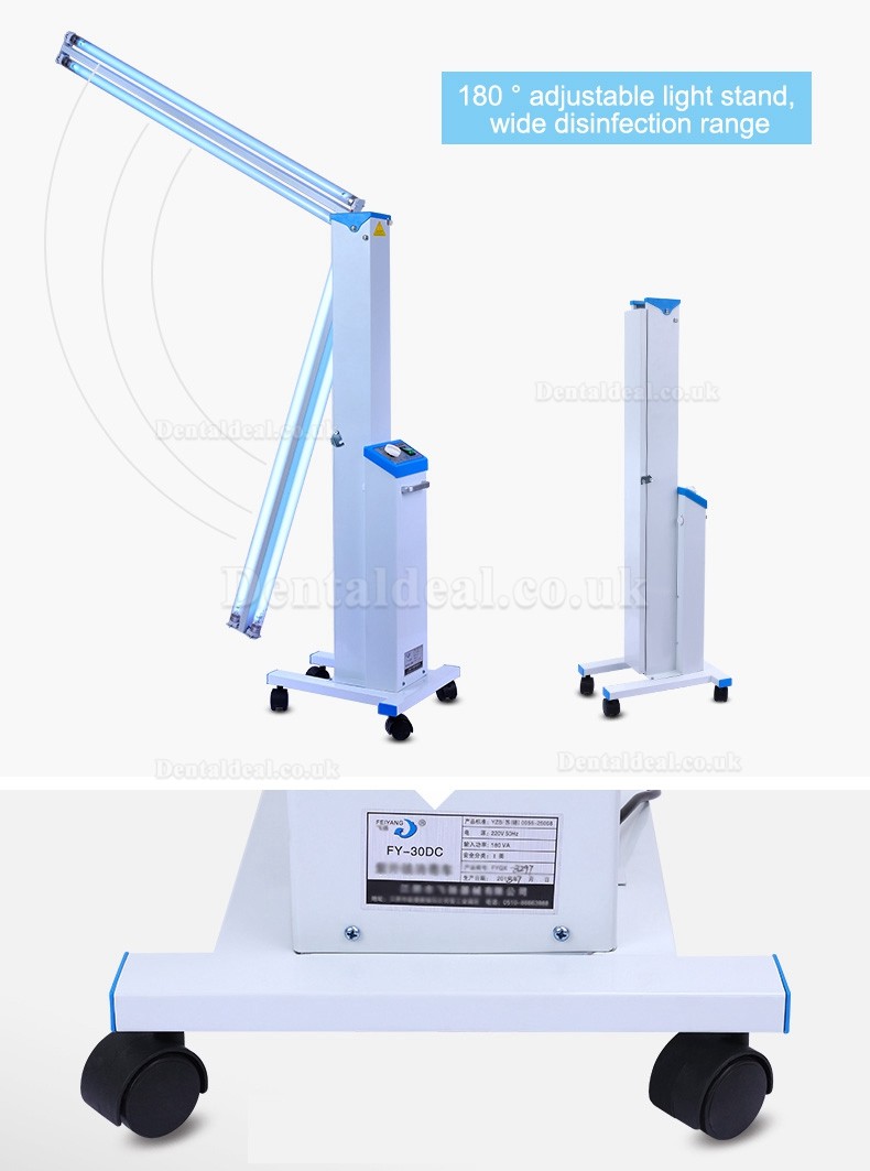 FY® 30DC Mobile UV+Ozone Disinfection Cart Ultraviolet Lamp UV Sterilizer Trolley Philips UV Lamps Tube FY® 30DC Mobile UV+Ozone Disinfection Cart Ultraviolet Lamp UV Sterilizer Trolley Philips UV Lamps Tube