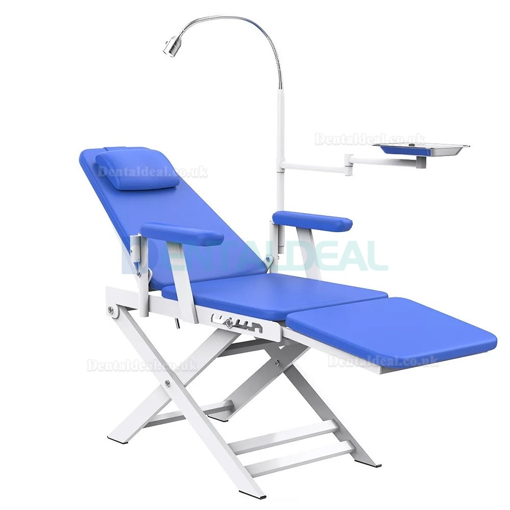 Portable Dental Folding Chair Mobile Foldable Dentist Chair with LED Light & Tray