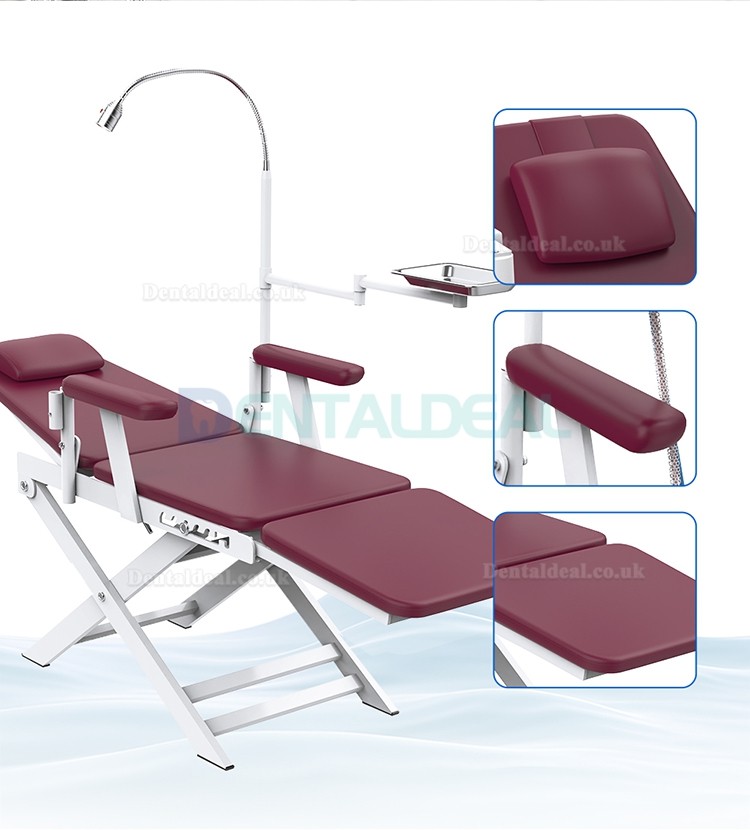 Portable Dental Folding Chair Mobile Foldable Dentist Chair with LED Light & Tray