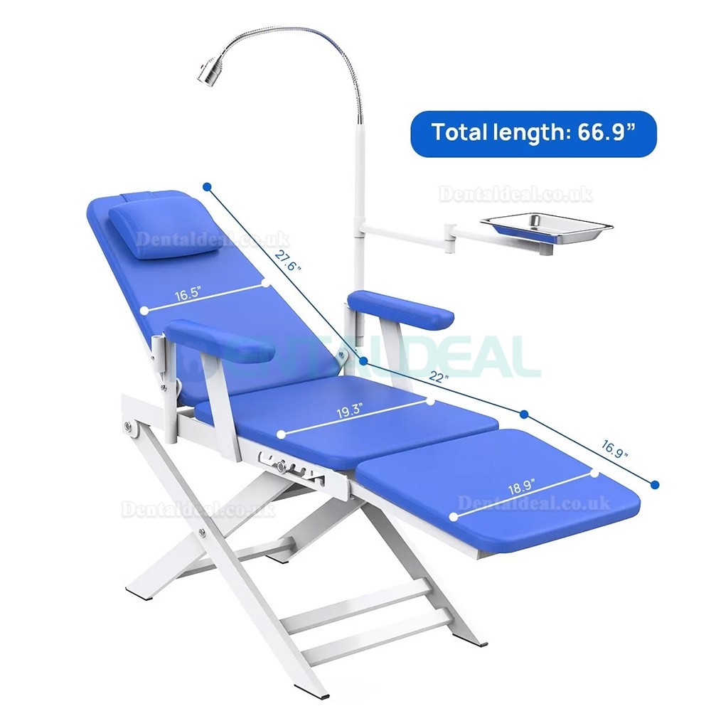 Portable Dental Folding Chair Mobile Foldable Dentist Chair with LED Light & Tray