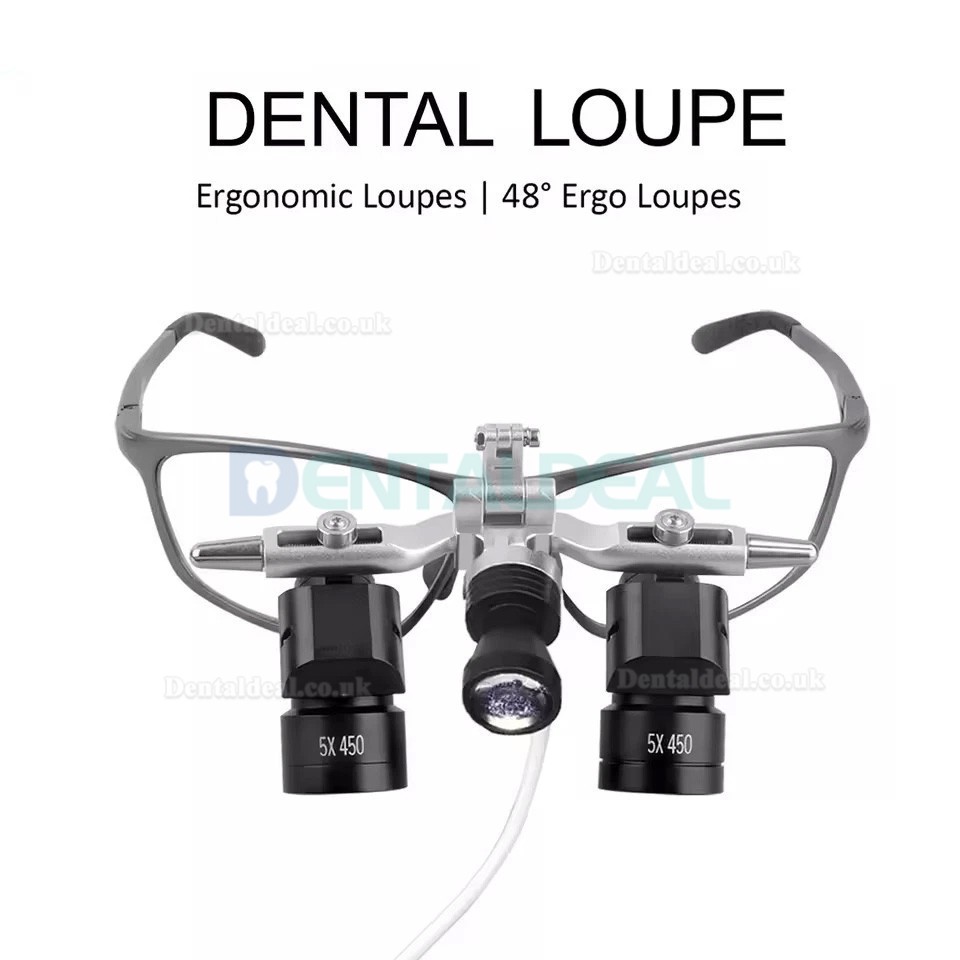 4.0X/ 5.0X /6.0X  350-450mm Flip-Up Ergonomic Dental 48° Ergo Loupe with 5W Headlight