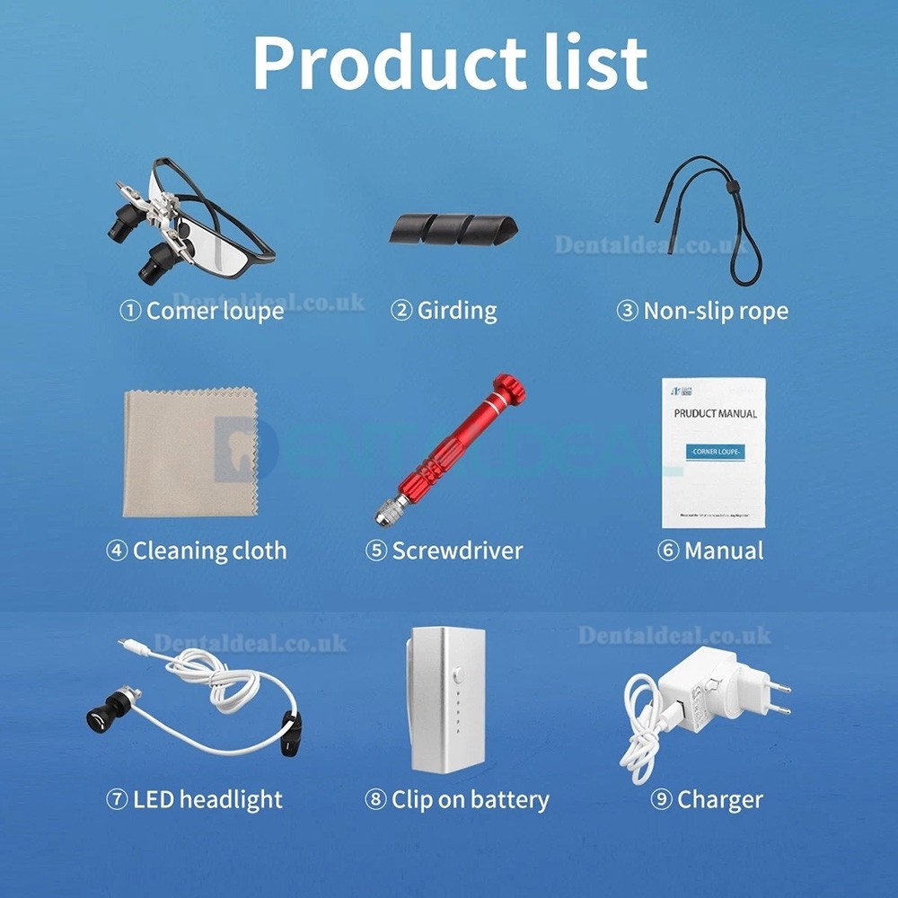 4.0X/ 5.0X /6.0X  350-450mm Flip-Up Ergonomic Dental 48° Ergo Loupe with 5W Headlight