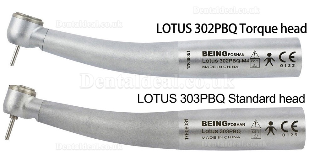 BEING Lotus 302/303PBQ Fiber Optic Dental Turbine Handpiece KAVO Compatible (without Quick Coupler) BEING Lotus 302/303PBQ Fiber Optic Dental Turbine Handpiece KAVO Compatible (without Quick Coupler)