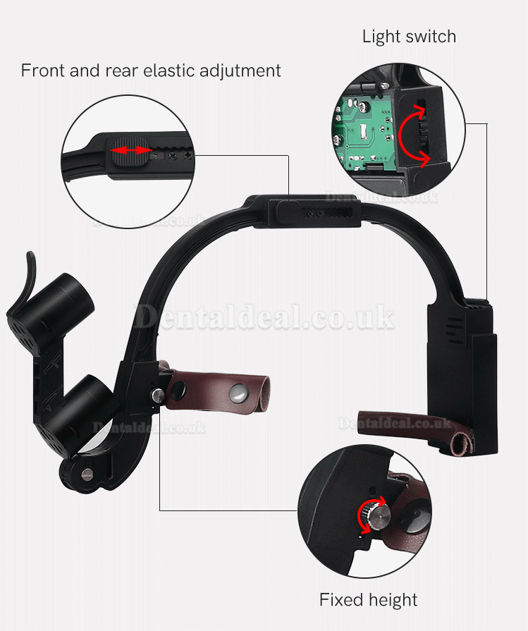 2.5X/3.5X Headband Dental Binocular Loupes with 5W LED Head Light Headlamp 2.5X/3.5X Headband Dental Binocular Loupes with 5W LED Head Light Headlamp