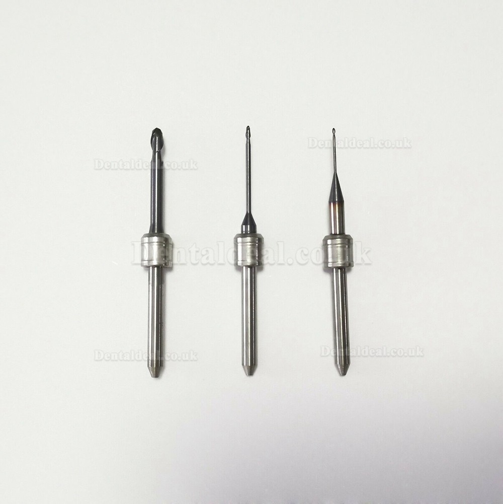 3PCS Dental Lab Milling Burs for Cad Cam Milling Machine 0.6/1.0/2.5mm Fit Amann Girrbach