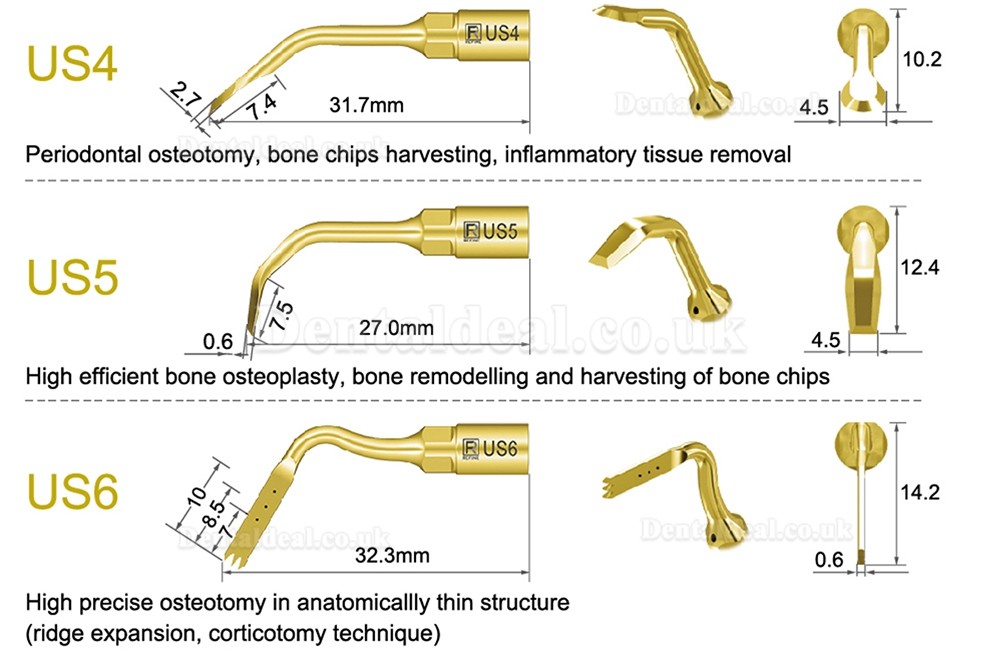 1Pcs Dental Piezosurgery Tips US1 US1L US1R US2 US3 US4 US5 US6 US7 US11 US12 Fit Mectron Woodpecker