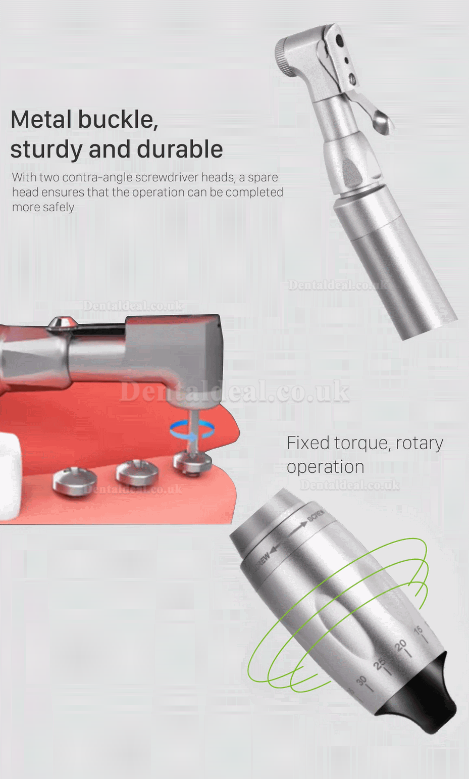 Dental Implant Torque Wrench Handpiece Universal with 12 Drivers & 2 Heads