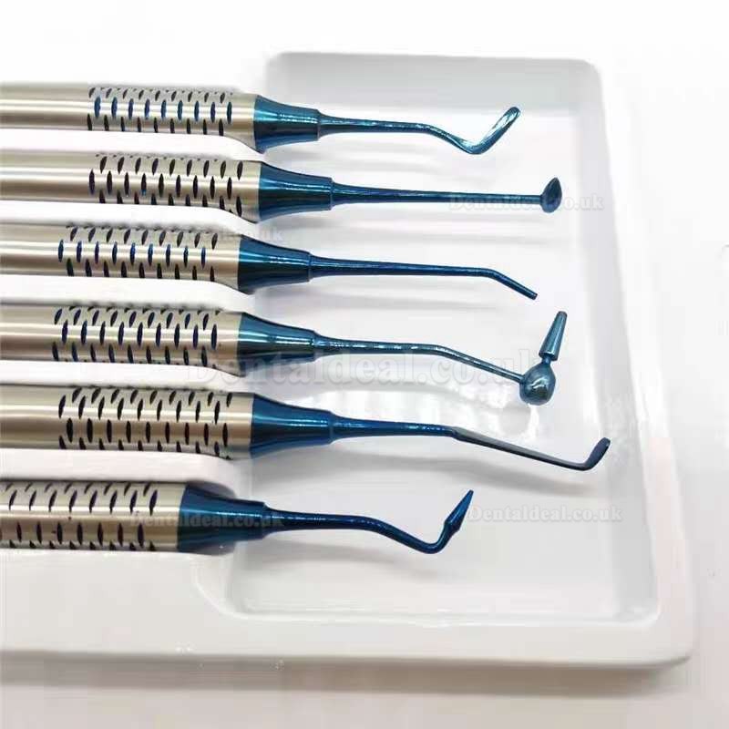 6Pcs Dental Composite Resin Filling Spatula Titanium Plated Head Resin Filler Set Thick Handle Kit