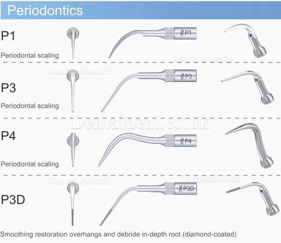 5Pcs Woodpecker P4D Ultrasonic Scaler Periodontics Tips EMS Compatible 5Pcs Woodpecker P4D Ultrasonic Scaler Periodontics Tips EMS Compatible