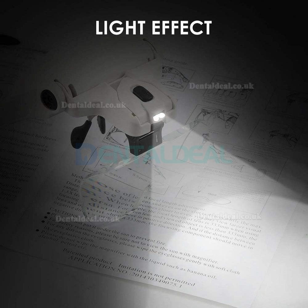 5 Lens Dental Loupes Headlight Dentist Binocular Glasses Magnifier with LED HeadLight